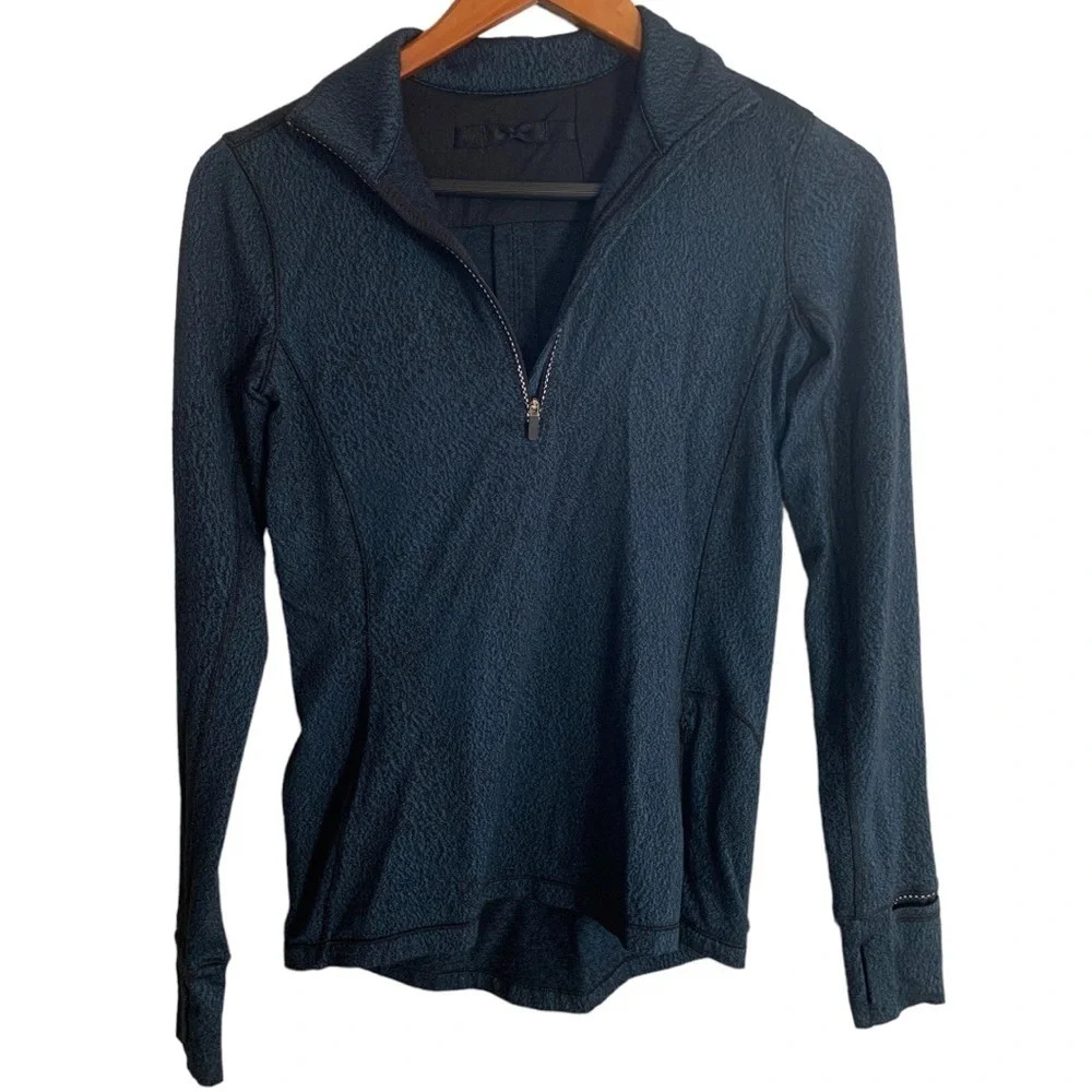 Lululemon Outrun 1/2 Zip Running Luon Spray Jacquard Alberta Lake Black Pullover - Picture 7 of 13